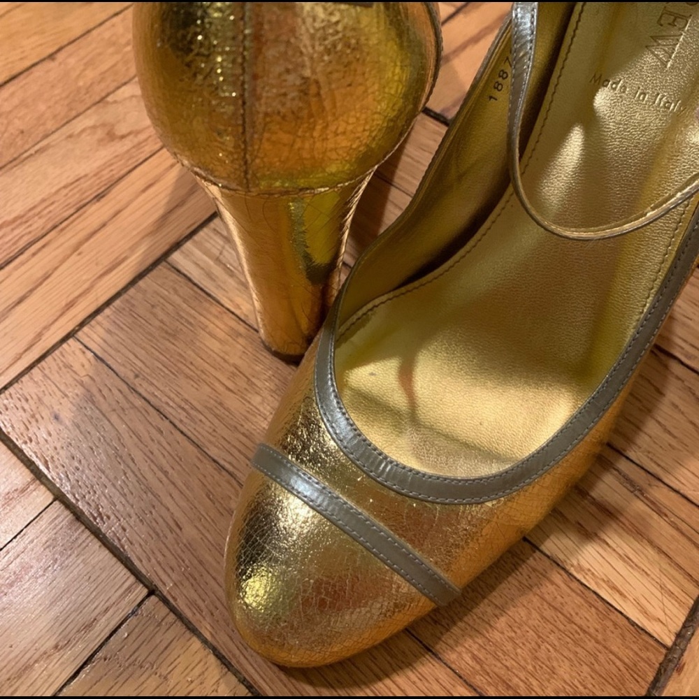 J. Crew metallic gold heels pumps